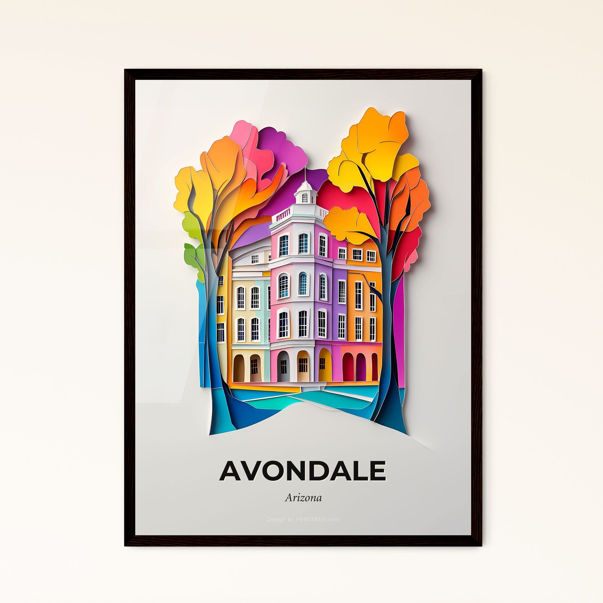 Vivid Avondale, Arizona - a paper cut of a building with trees