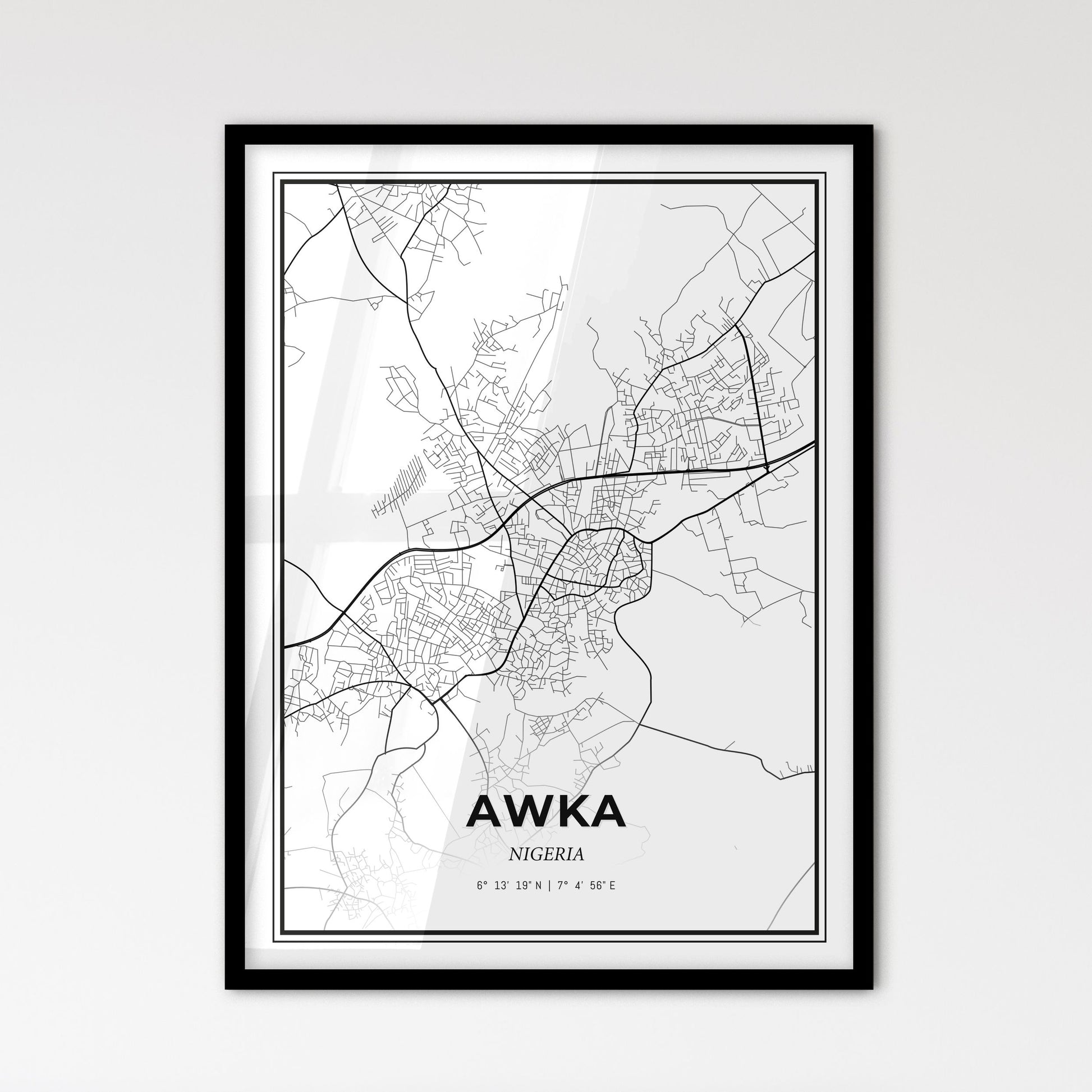 Awka Nigeria - Scandinavian Style City Map for Modern Home Decor