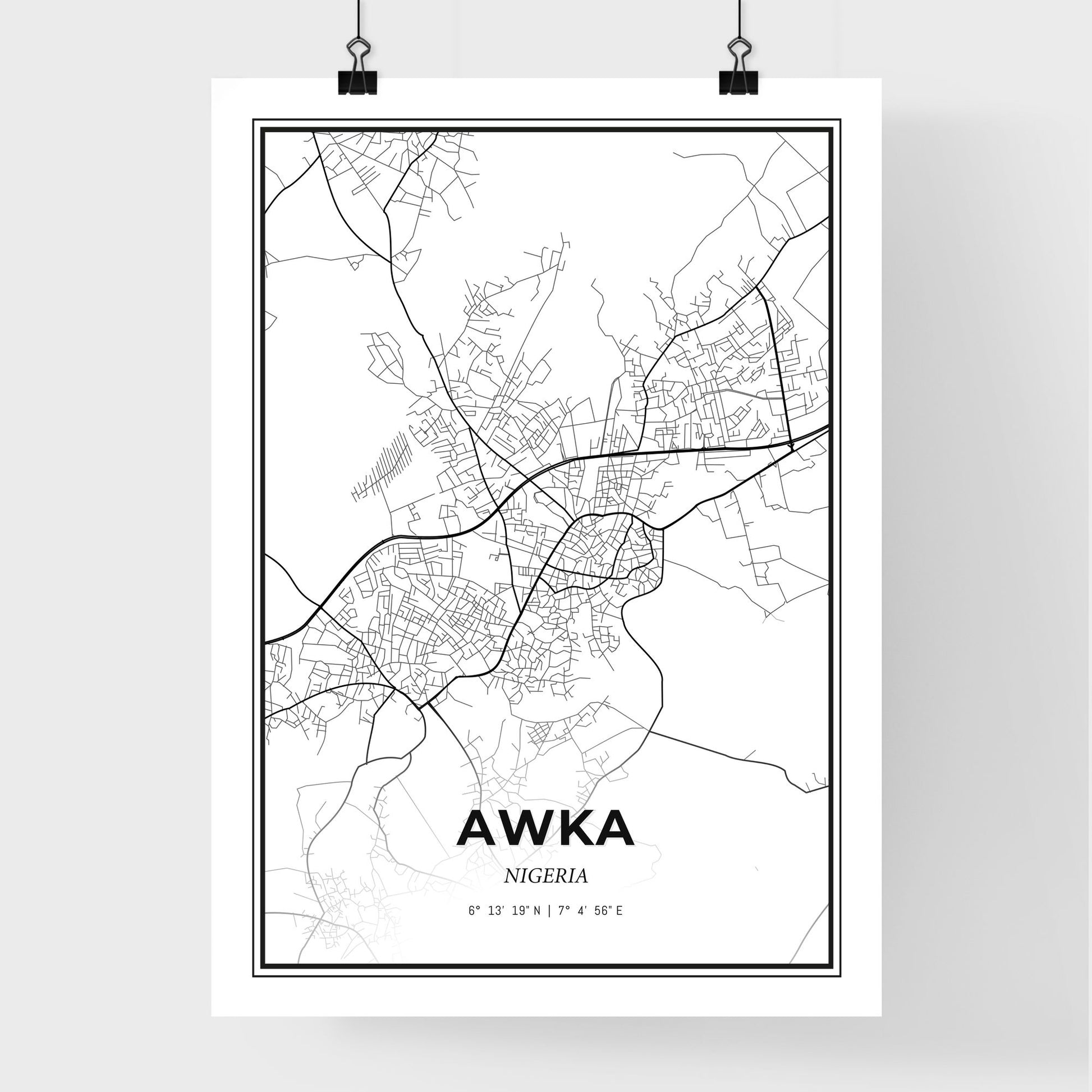 Awka Nigeria - Premium City Map Poster