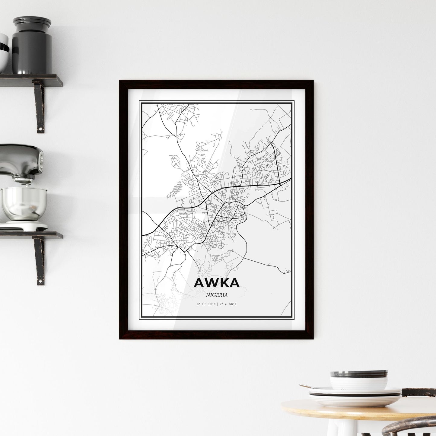 Awka Nigeria - Minimal City Map