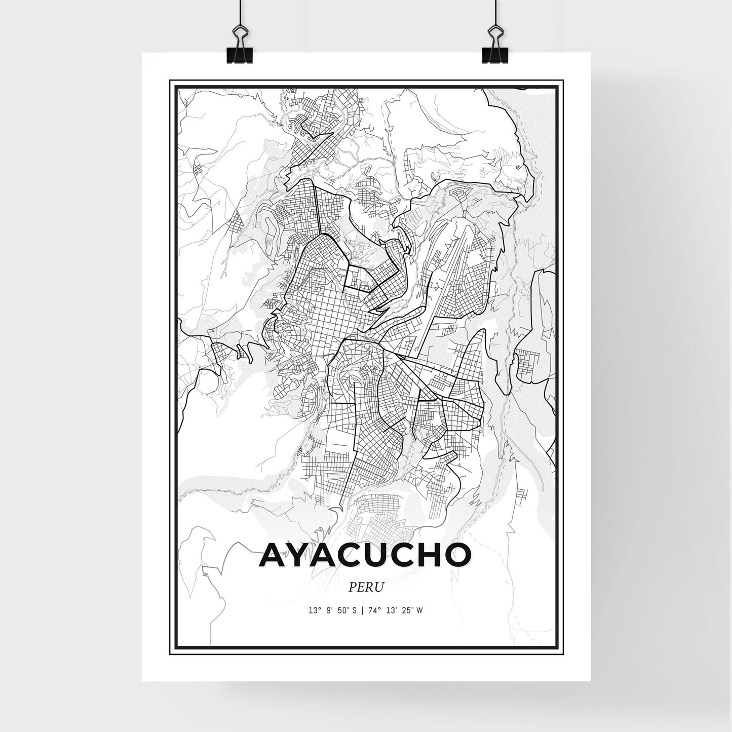 Ayacucho Peru - Premium City Map Poster