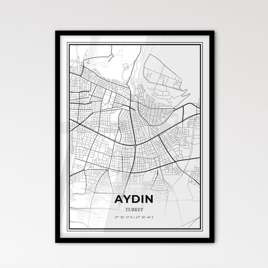 Aydın Turkey - Scandinavian Style City Map for Modern Home Decor