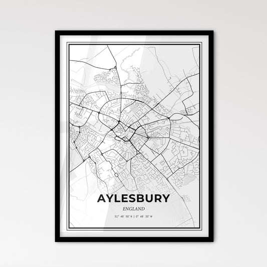 Aylesbury England - Scandinavian Style City Map for Modern Home Decor