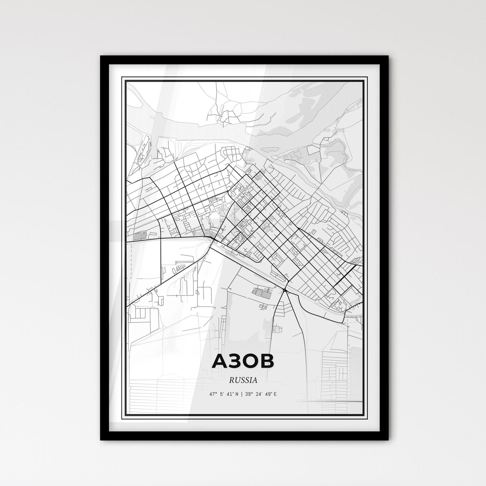 Azov Russia - Scandinavian Style City Map for Modern Home Decor