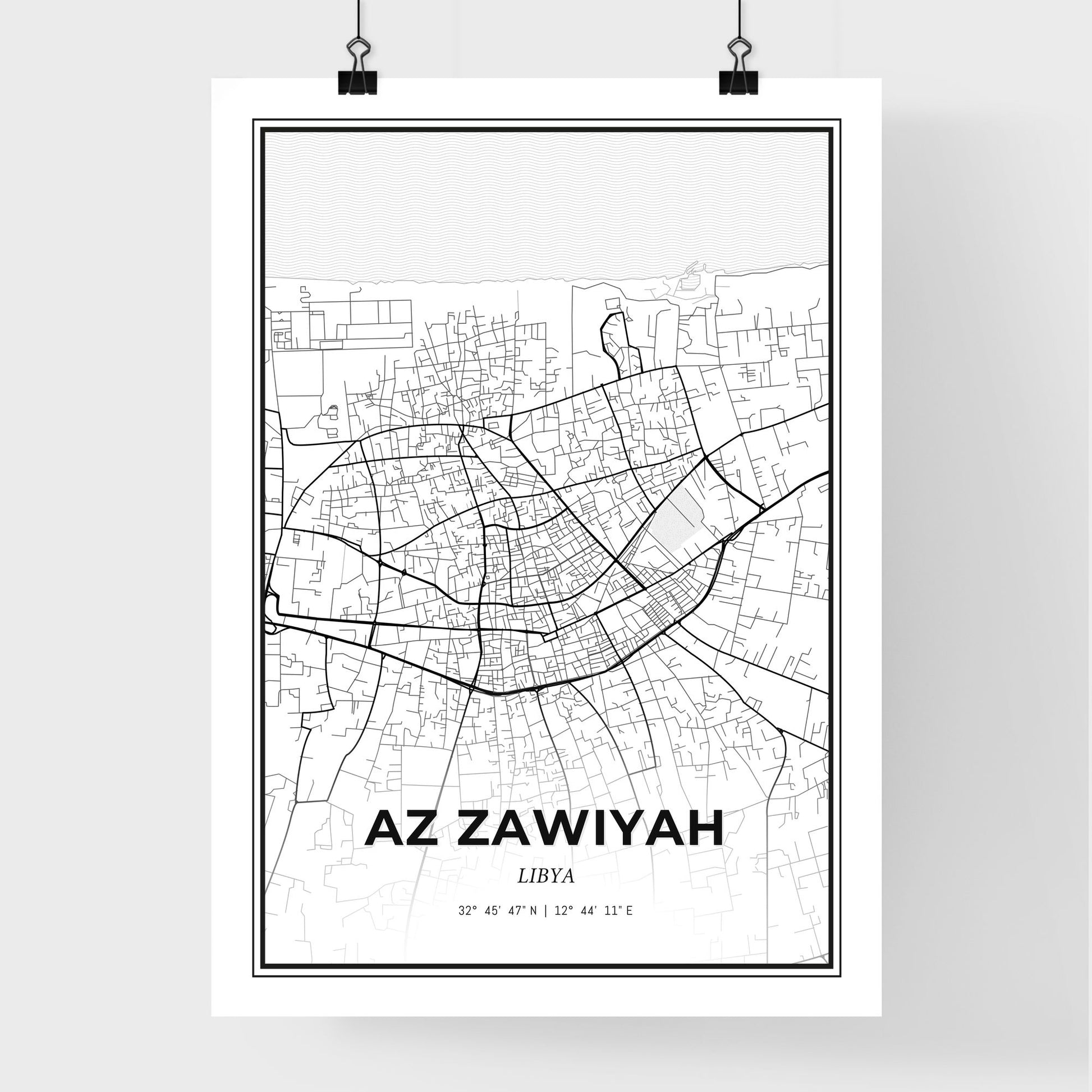 Az Zawiyah Libya - Premium City Map Poster