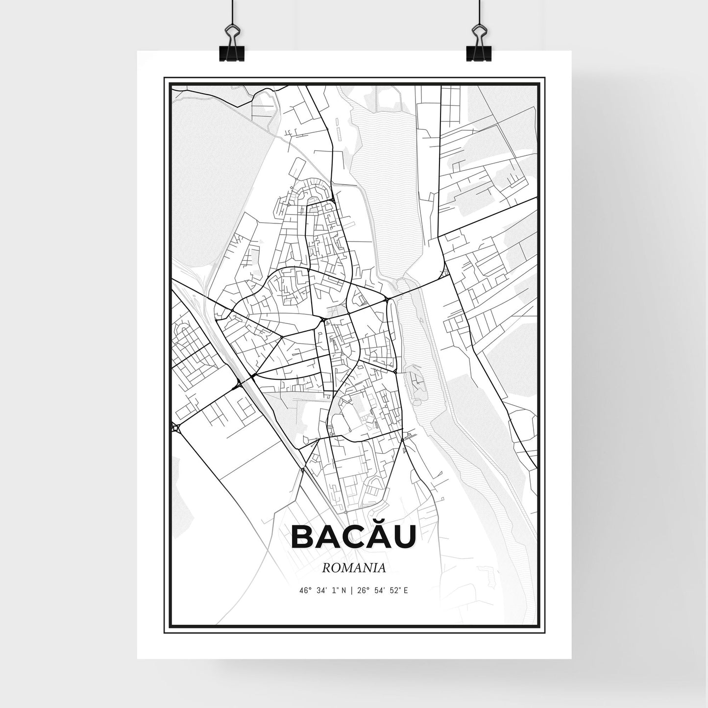 Bacău Romania - Premium City Map Poster