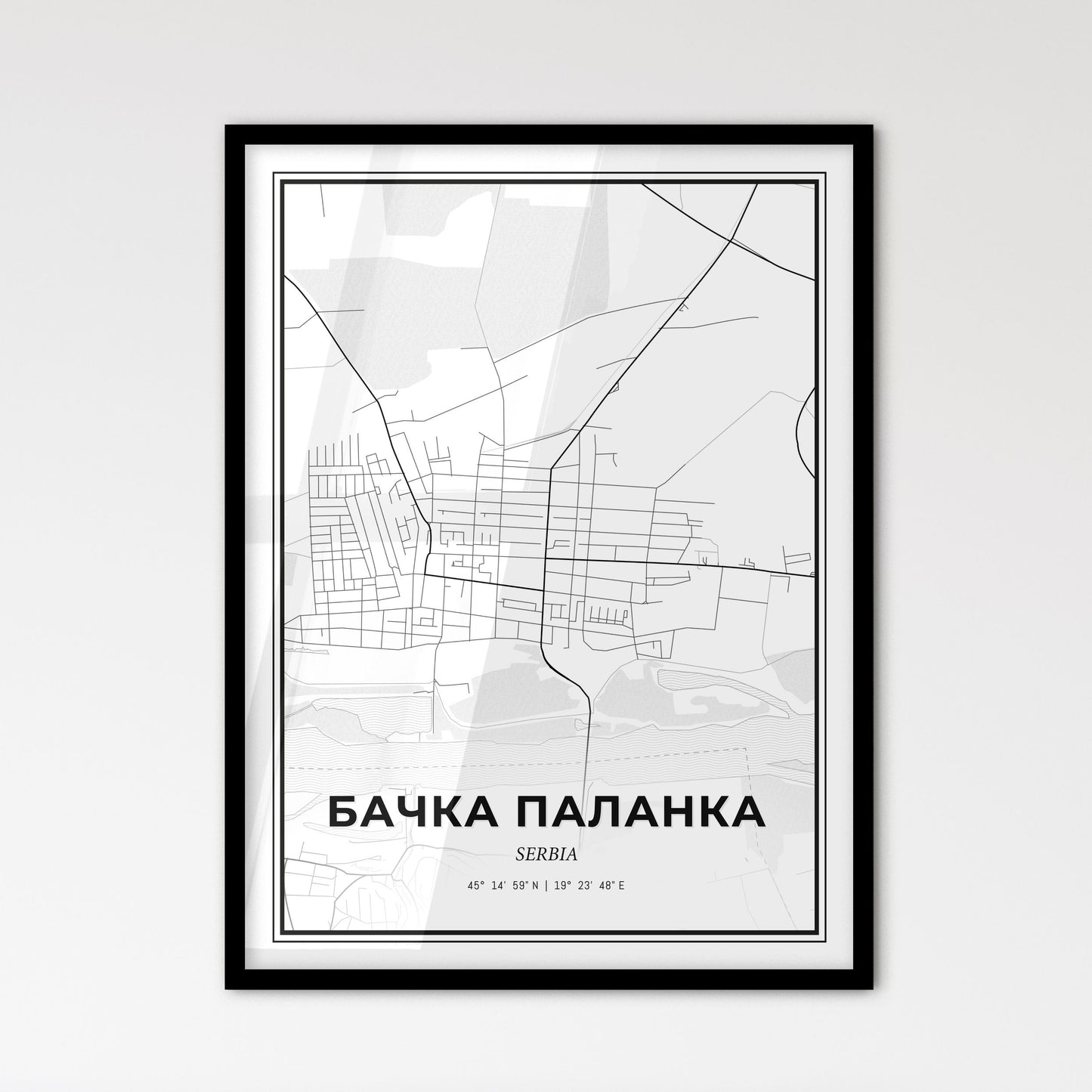 Bačka Palanka Serbia - Scandinavian Style City Map for Modern Home Decor