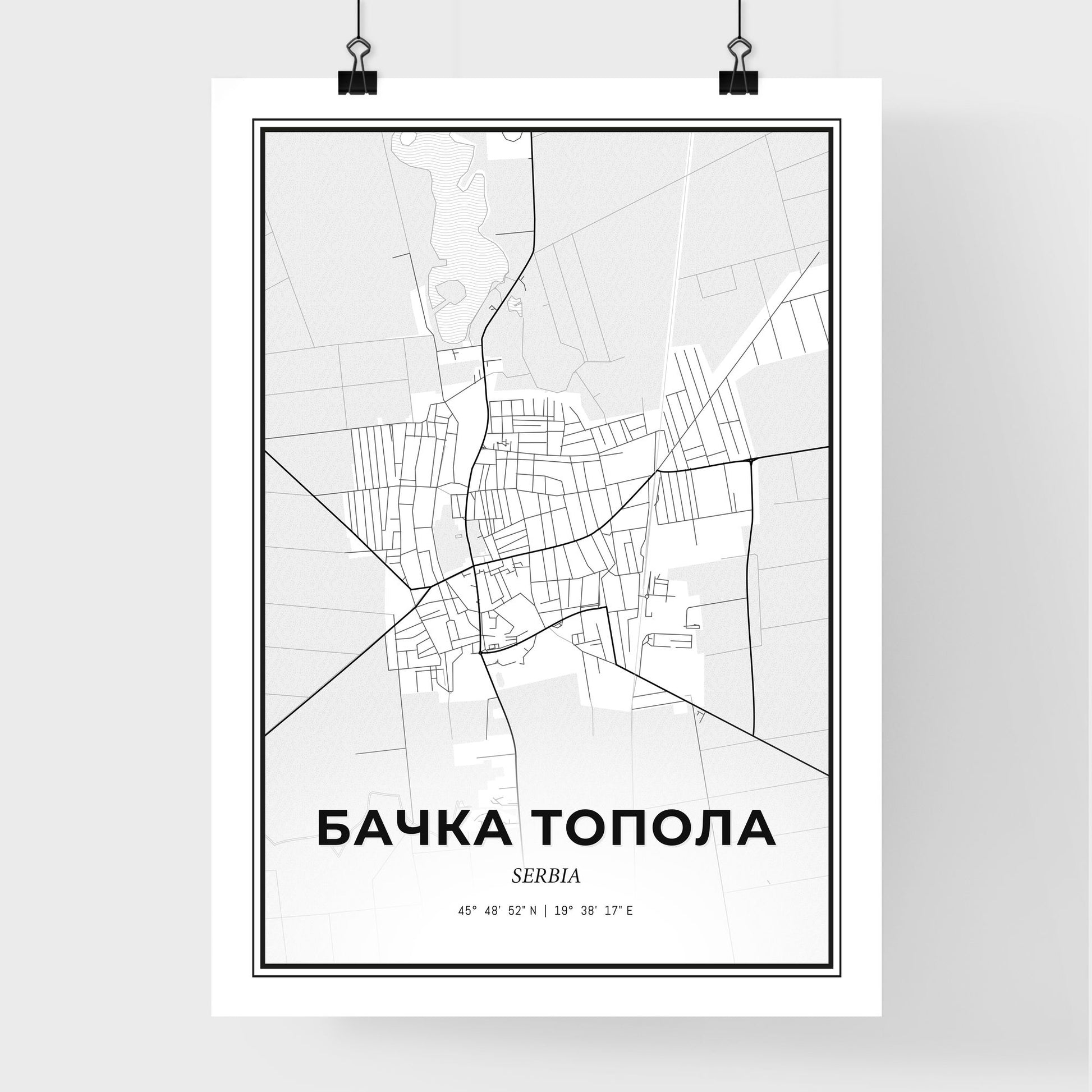 Bačka Topola Serbia - Premium City Map Poster