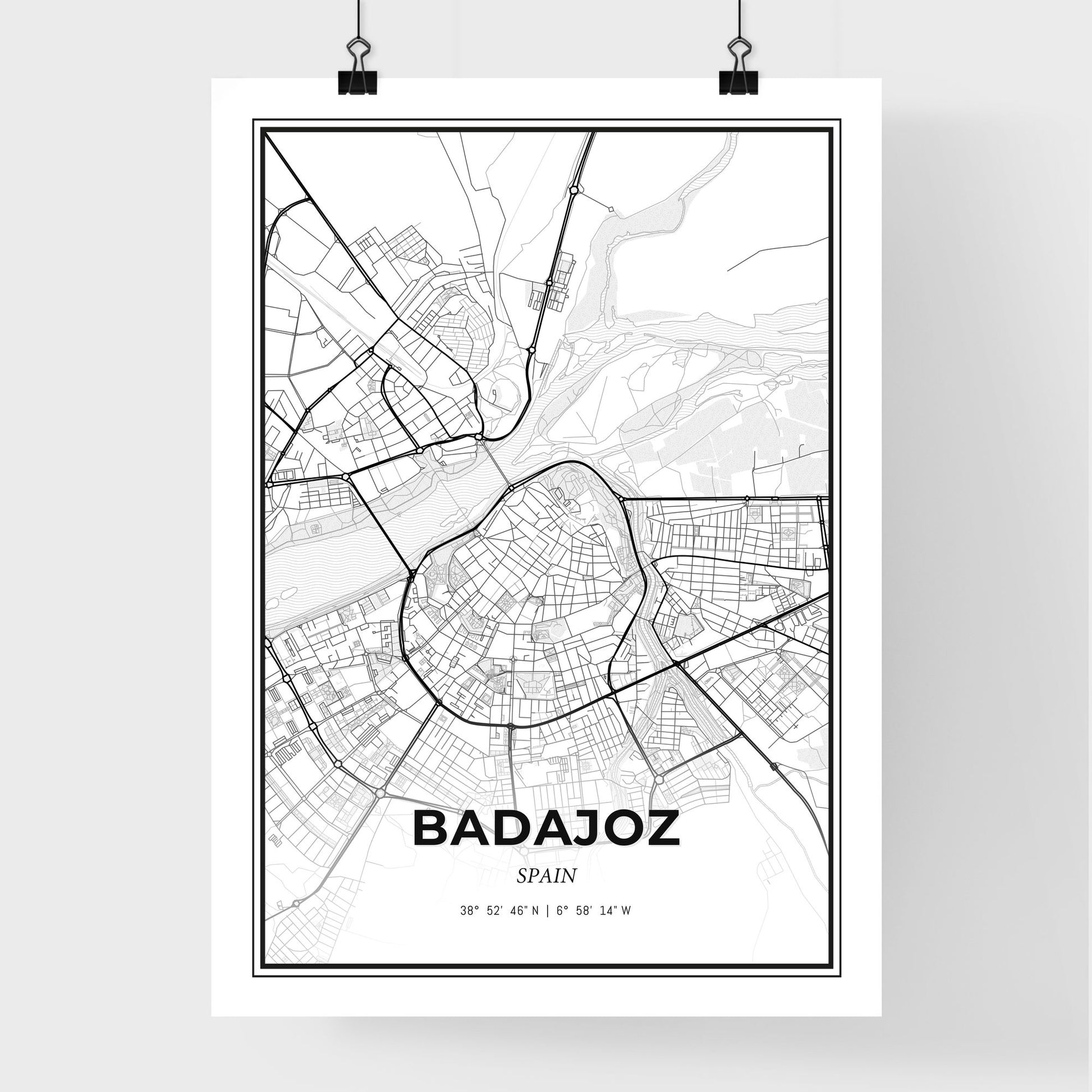 Badajoz Spain - Premium City Map Poster