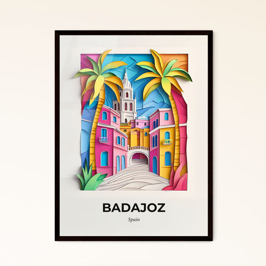 Vivid Badajoz, Spain - a paper cut of a building with palm trees