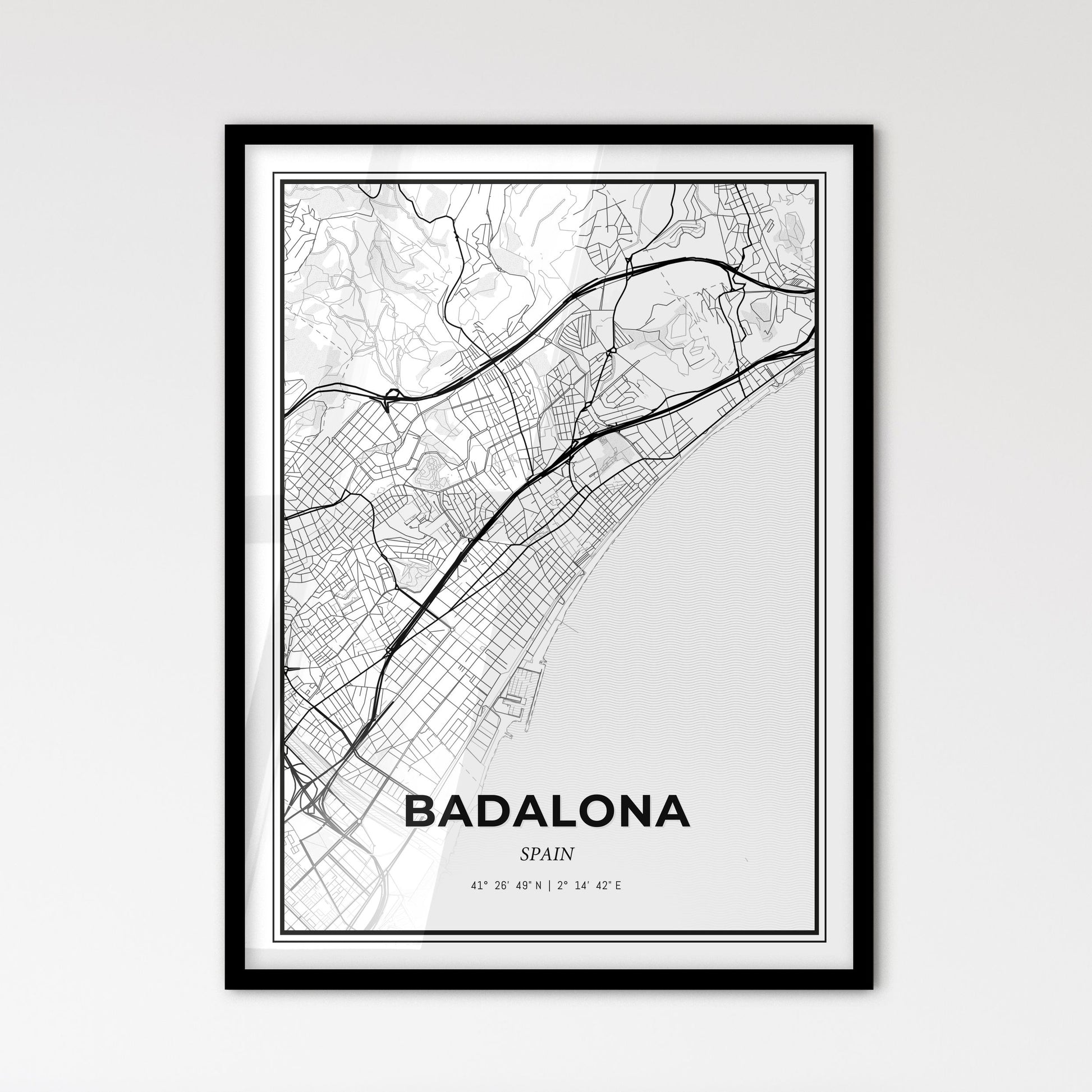 Badalona Spain - Scandinavian Style City Map for Modern Home Decor