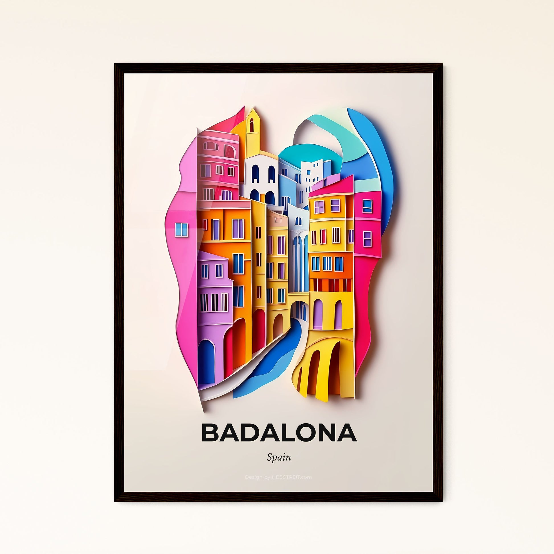 Vivid Badalona, Spain - a paper cut of a city with a bridge