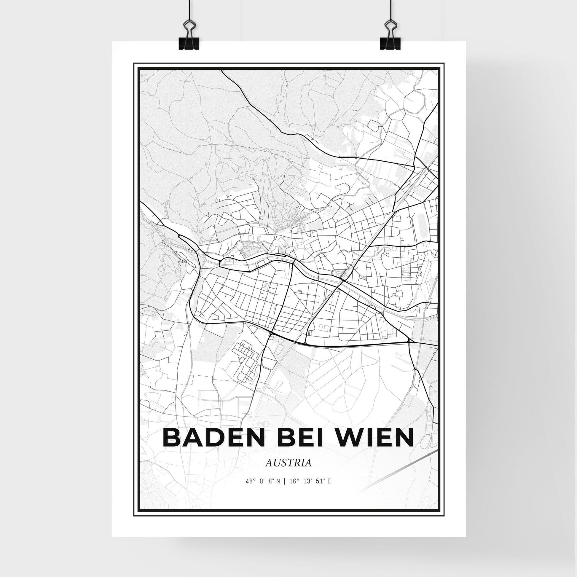 Baden bei Wien Austria - Premium City Map Poster