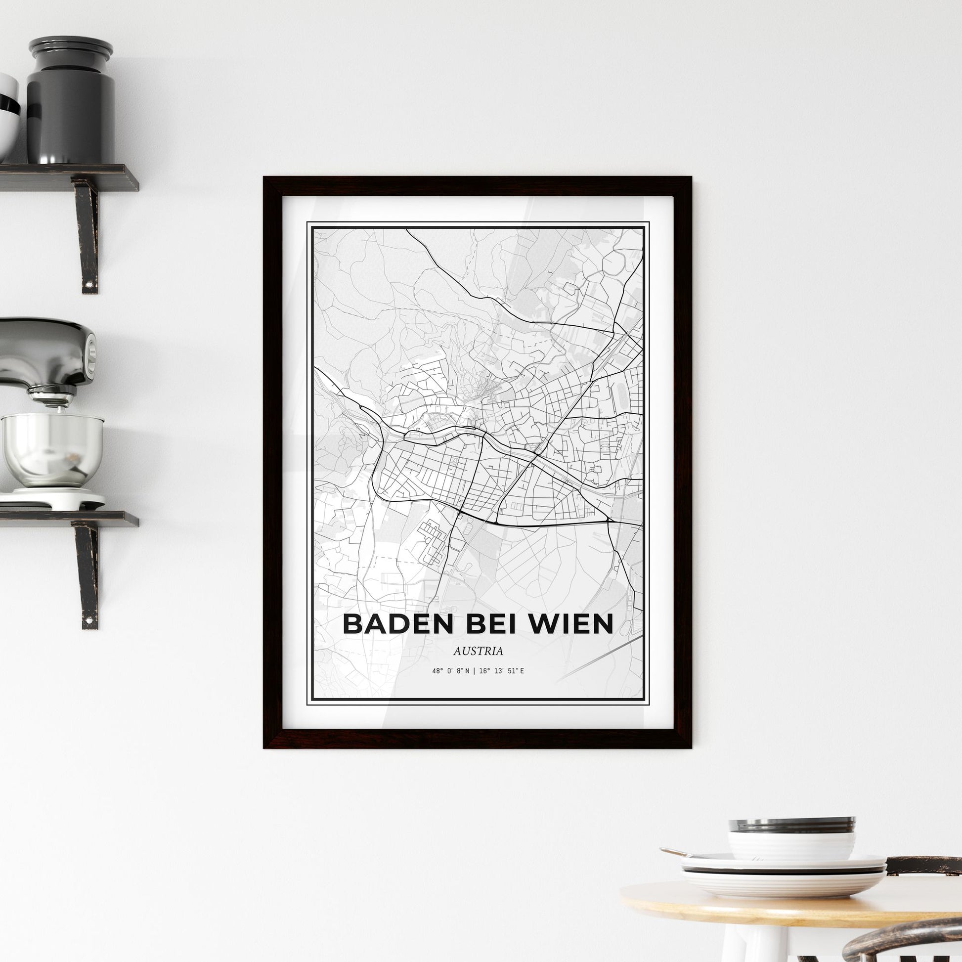 Baden bei Wien Austria - Minimal City Map