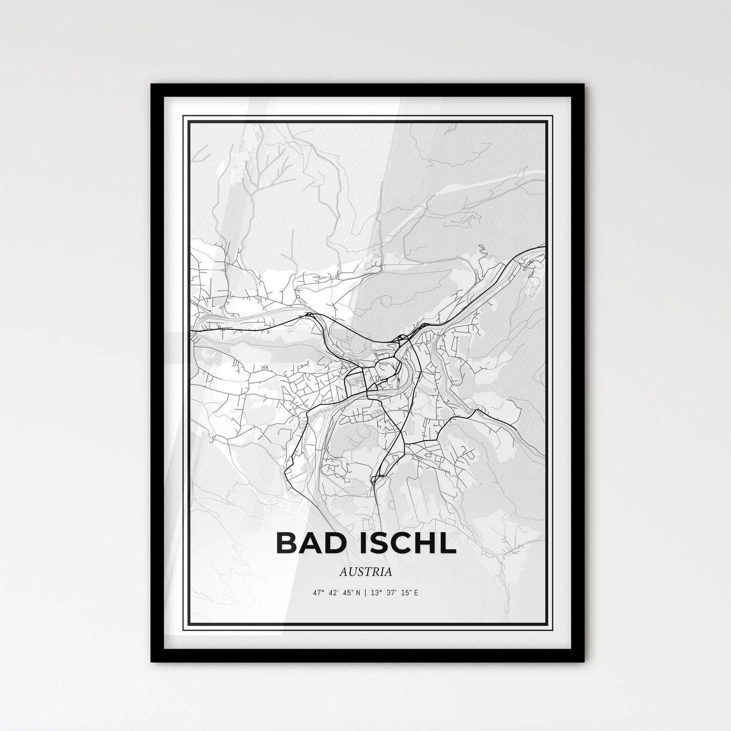 Bad Ischl Austria - Scandinavian Style City Map for Modern Home Decor