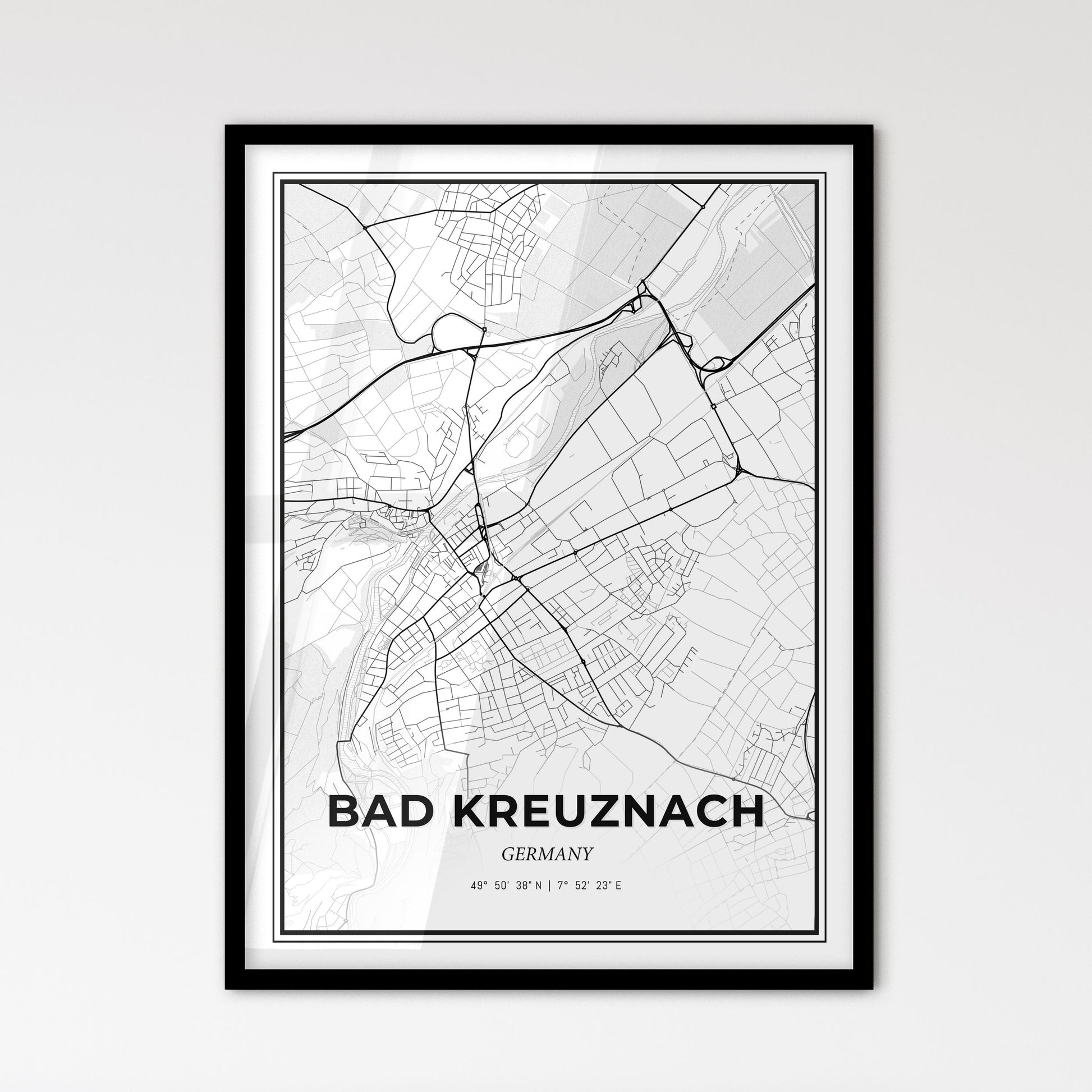 Bad Kreuznach Germany - Scandinavian Style City Map for Modern Home Decor