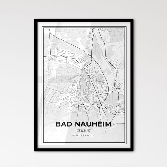 Bad Nauheim Germany - Scandinavian Style City Map for Modern Home Decor