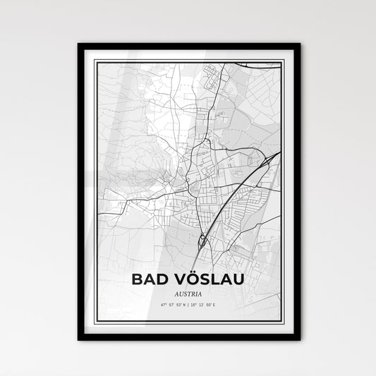 Bad Vöslau Austria - Scandinavian Style City Map for Modern Home Decor