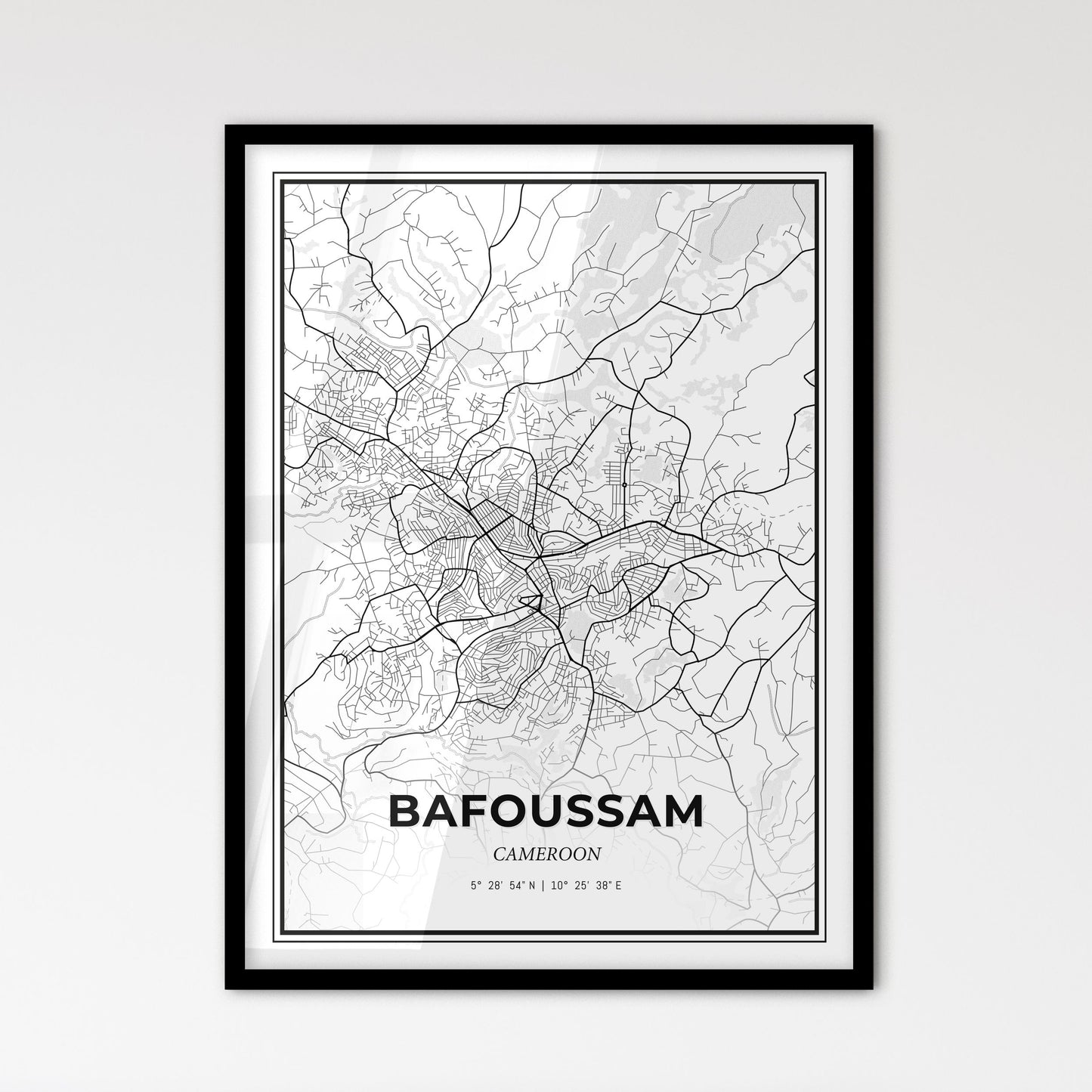 Bafoussam Cameroon - Scandinavian Style City Map for Modern Home Decor