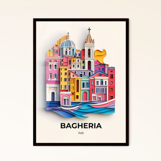 Vivid Bagheria, Italy - a colorful city with a church and a cross on top