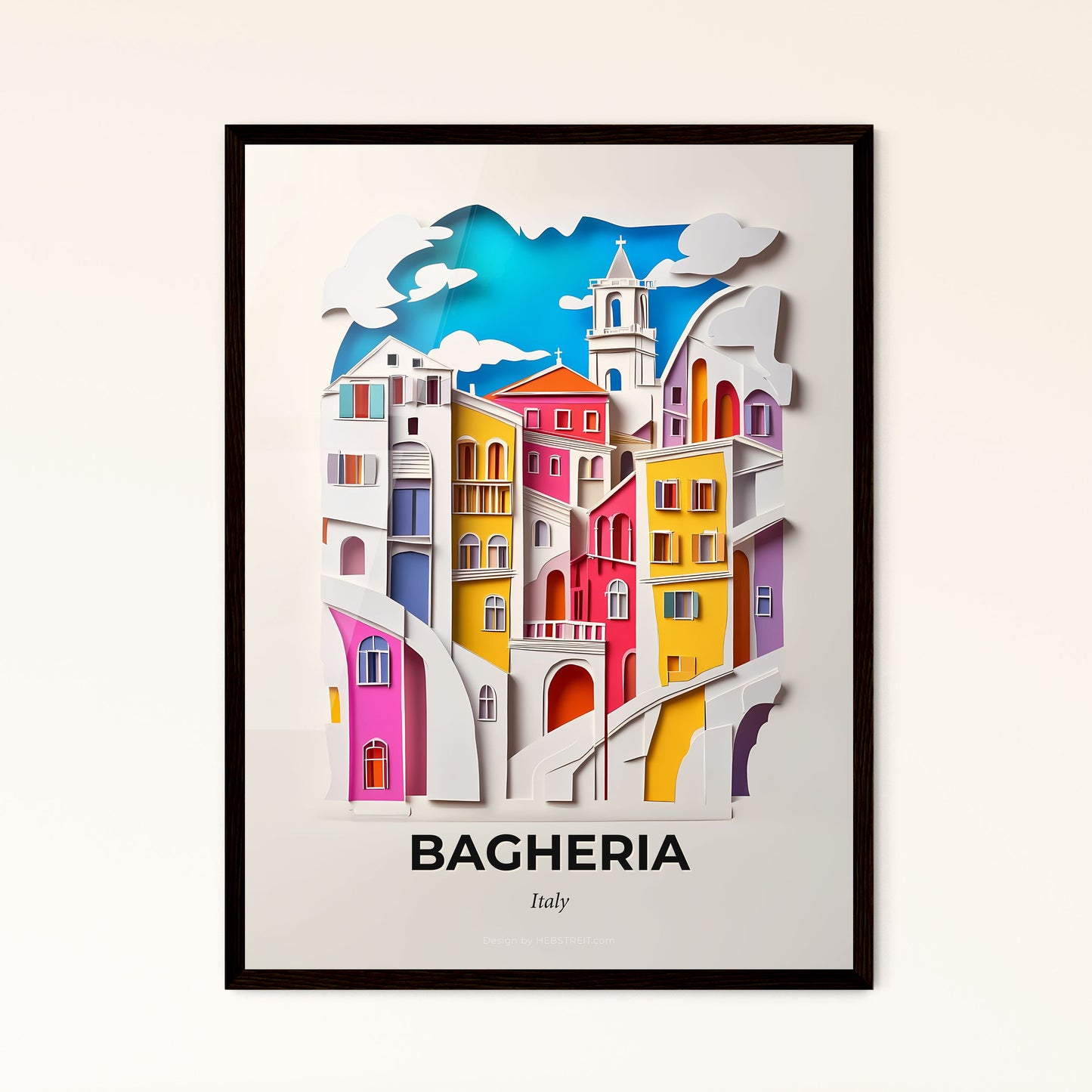 Vivid Bagheria, Italy - a paper cut of a city with a clock tower