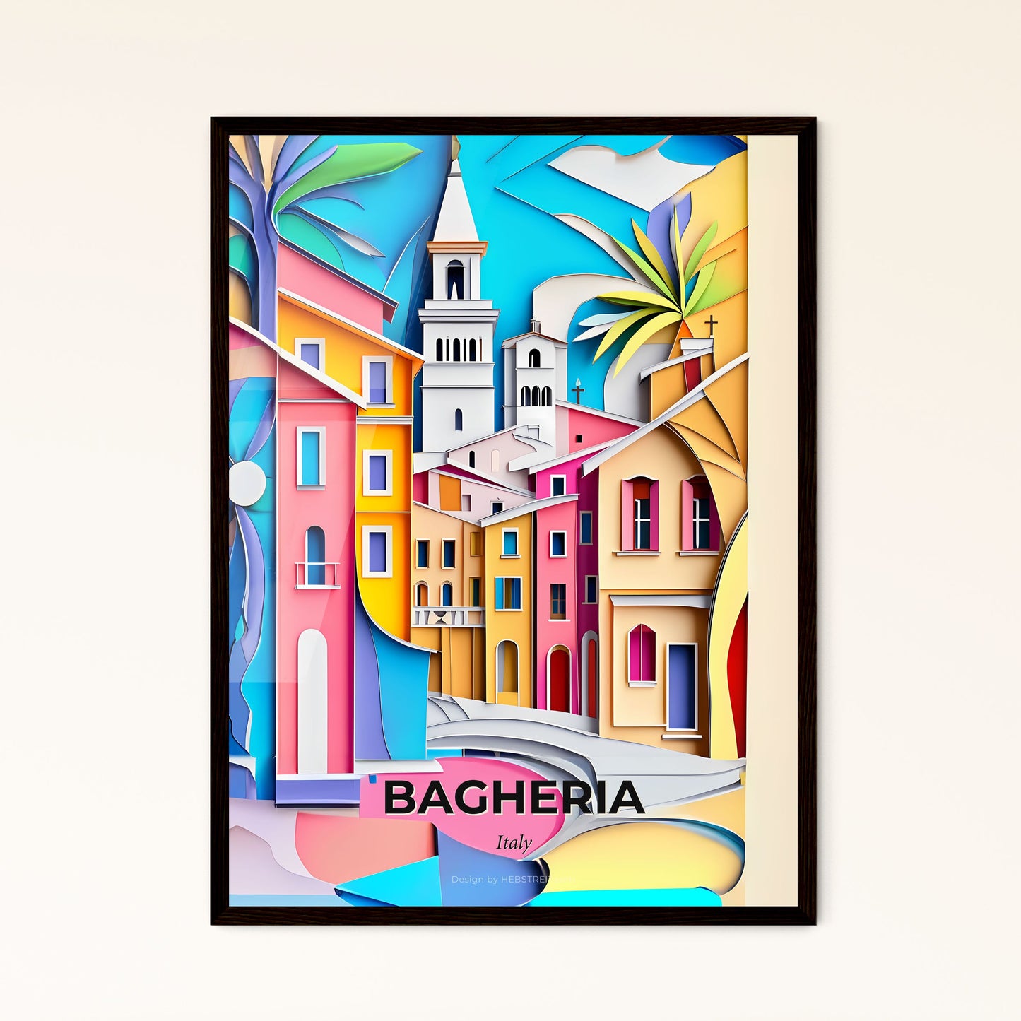 Vivid Bagheria, Italy - a colorful city with a clock tower