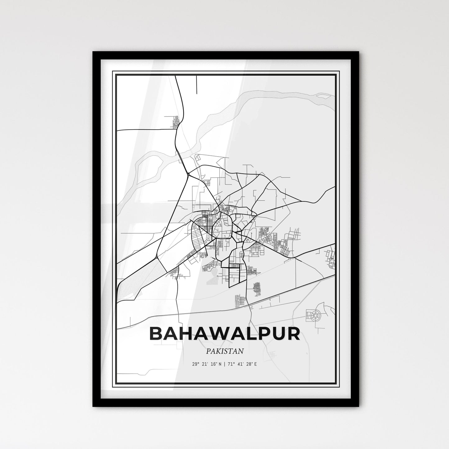 Bahawalpur Pakistan - Scandinavian Style City Map for Modern Home Decor