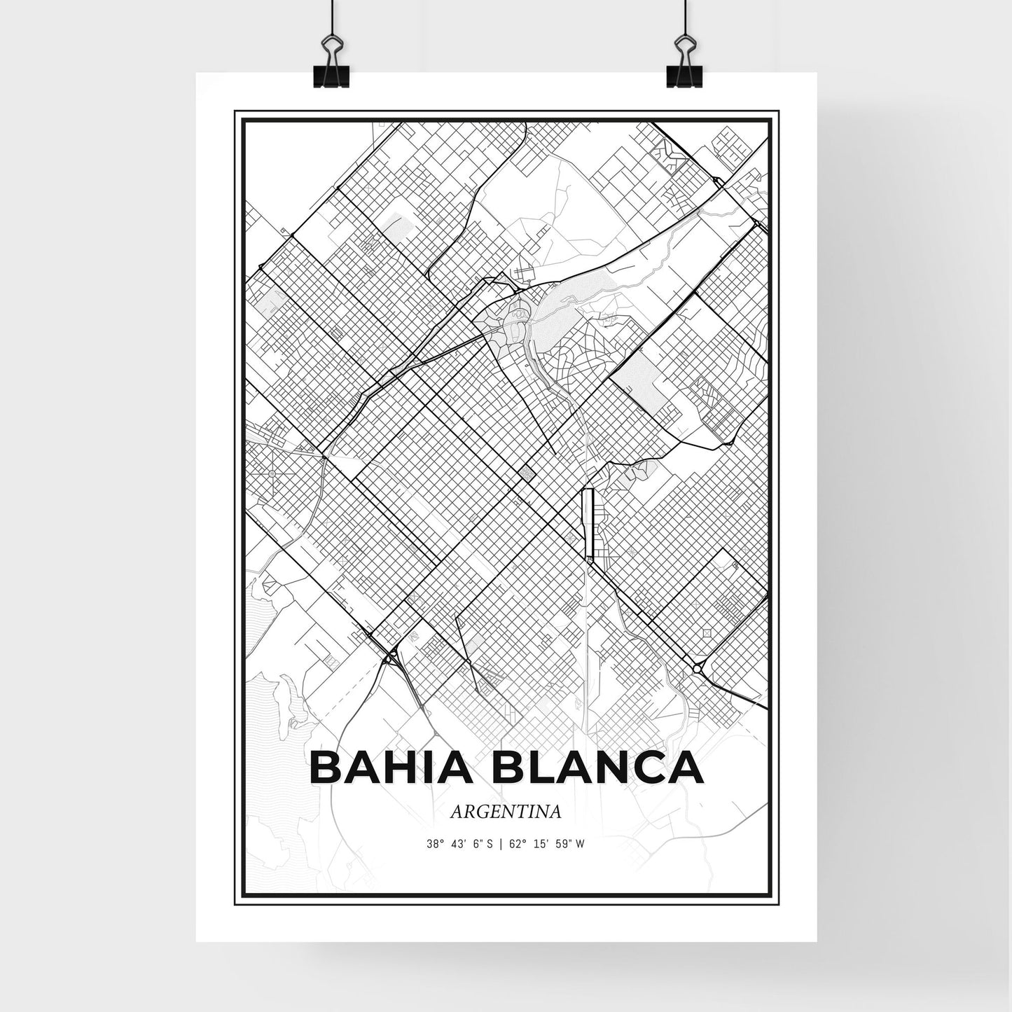 Bahia Blanca Argentina - Premium City Map Poster
