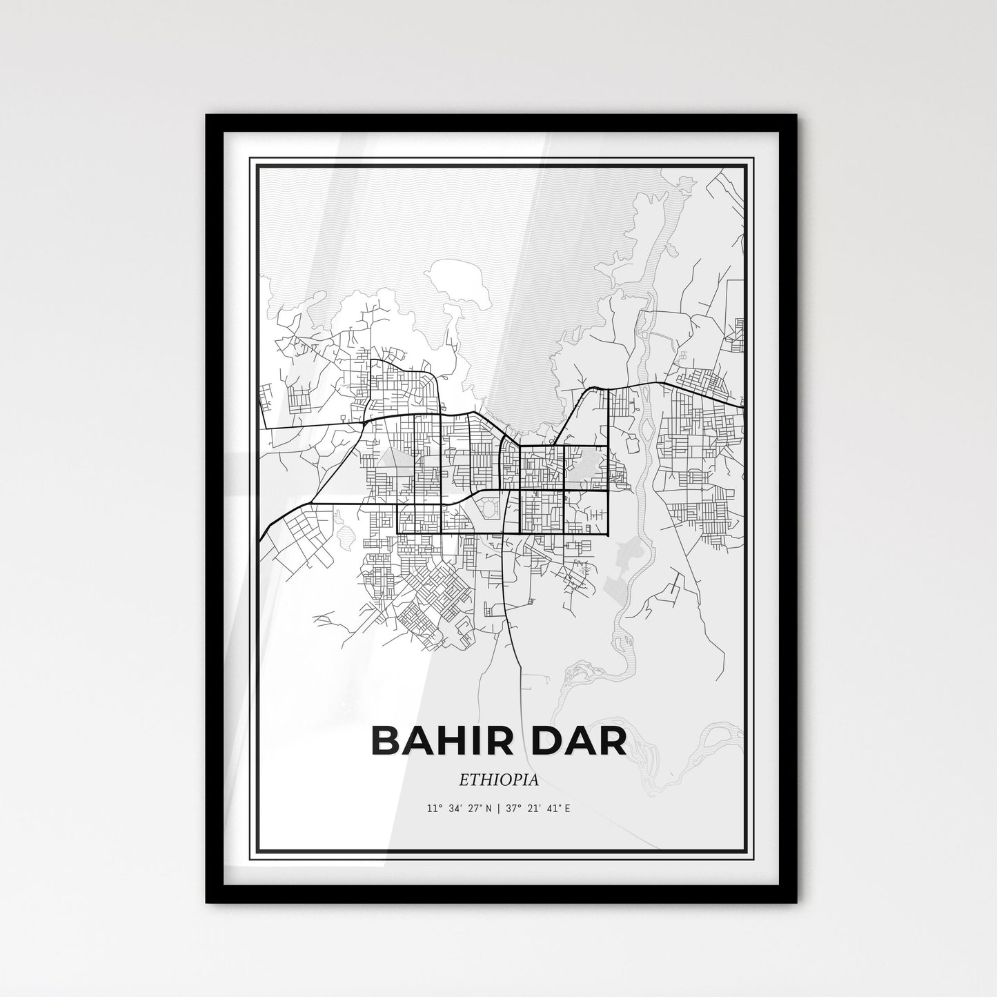 Bahir Dar Ethiopia - Scandinavian Style City Map for Modern Home Decor