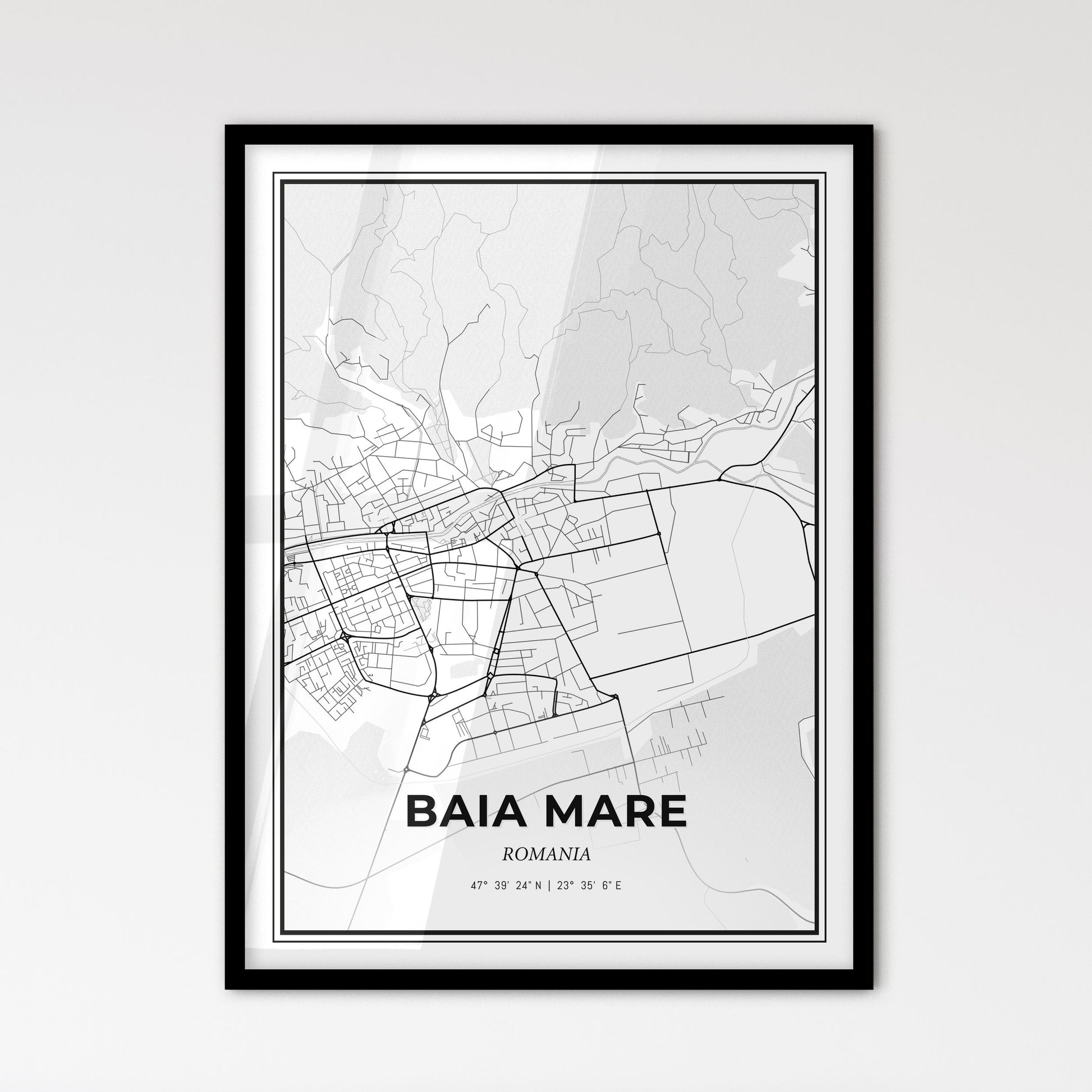 Baia Mare Romania - Scandinavian Style City Map for Modern Home Decor