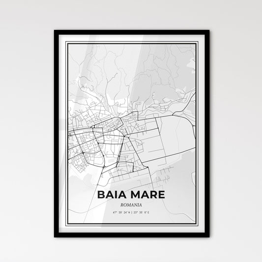 Baia Mare Romania - Scandinavian Style City Map for Modern Home Decor