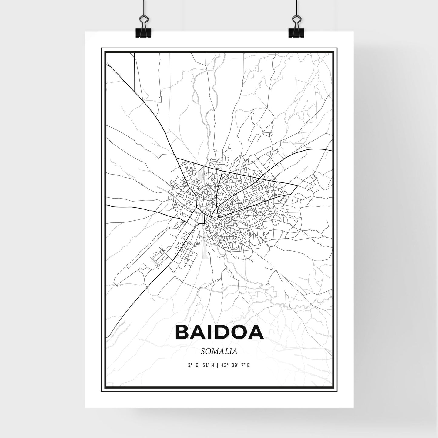 Baidoa Somalia - Premium City Map Poster