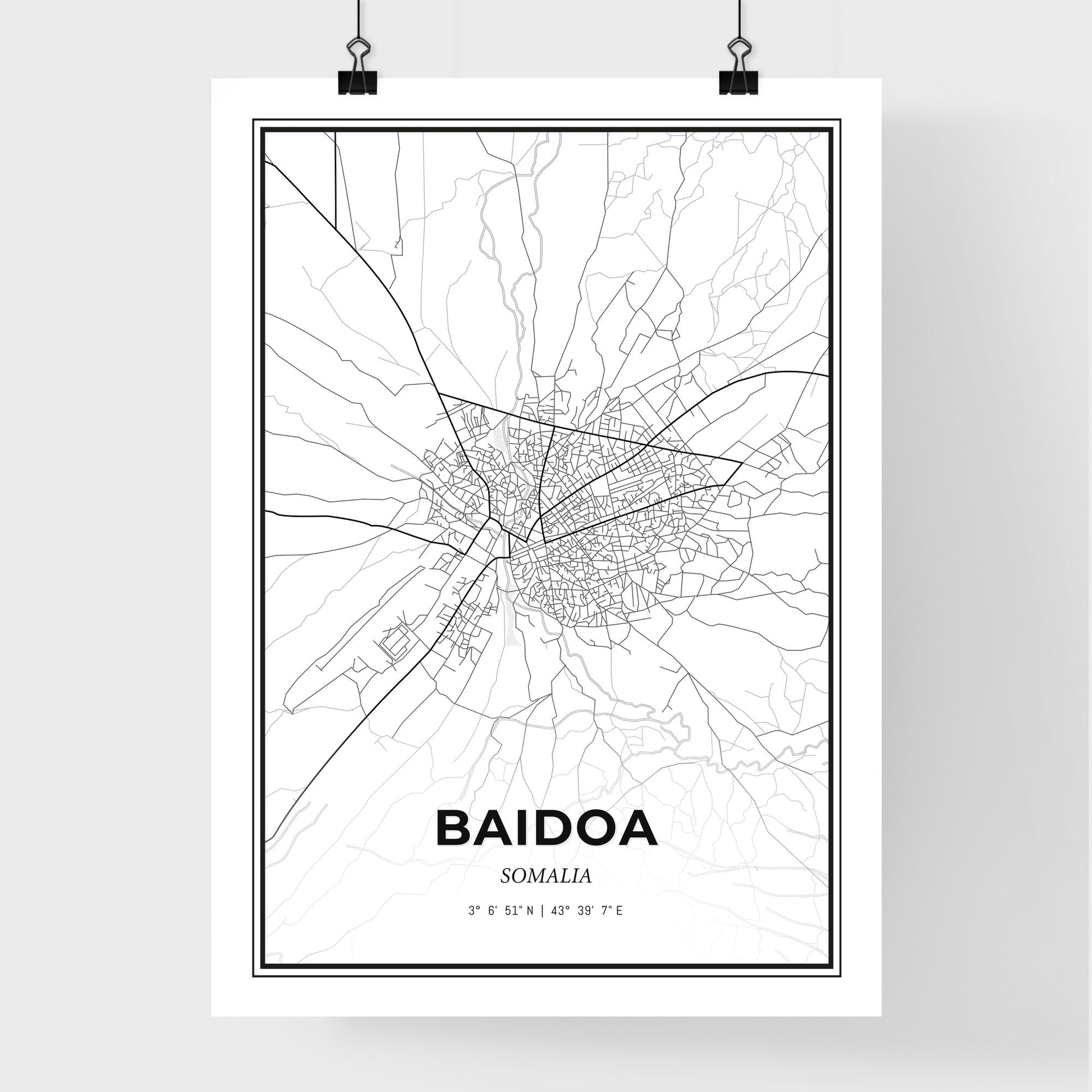 Baidoa Somalia - Premium City Map Poster