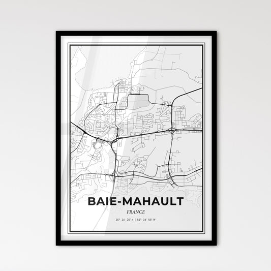 Baie-Mahault France - Scandinavian Style City Map for Modern Home Decor