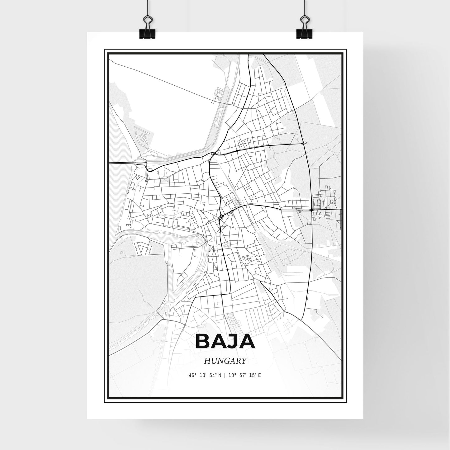 Baja Hungary - Premium City Map Poster