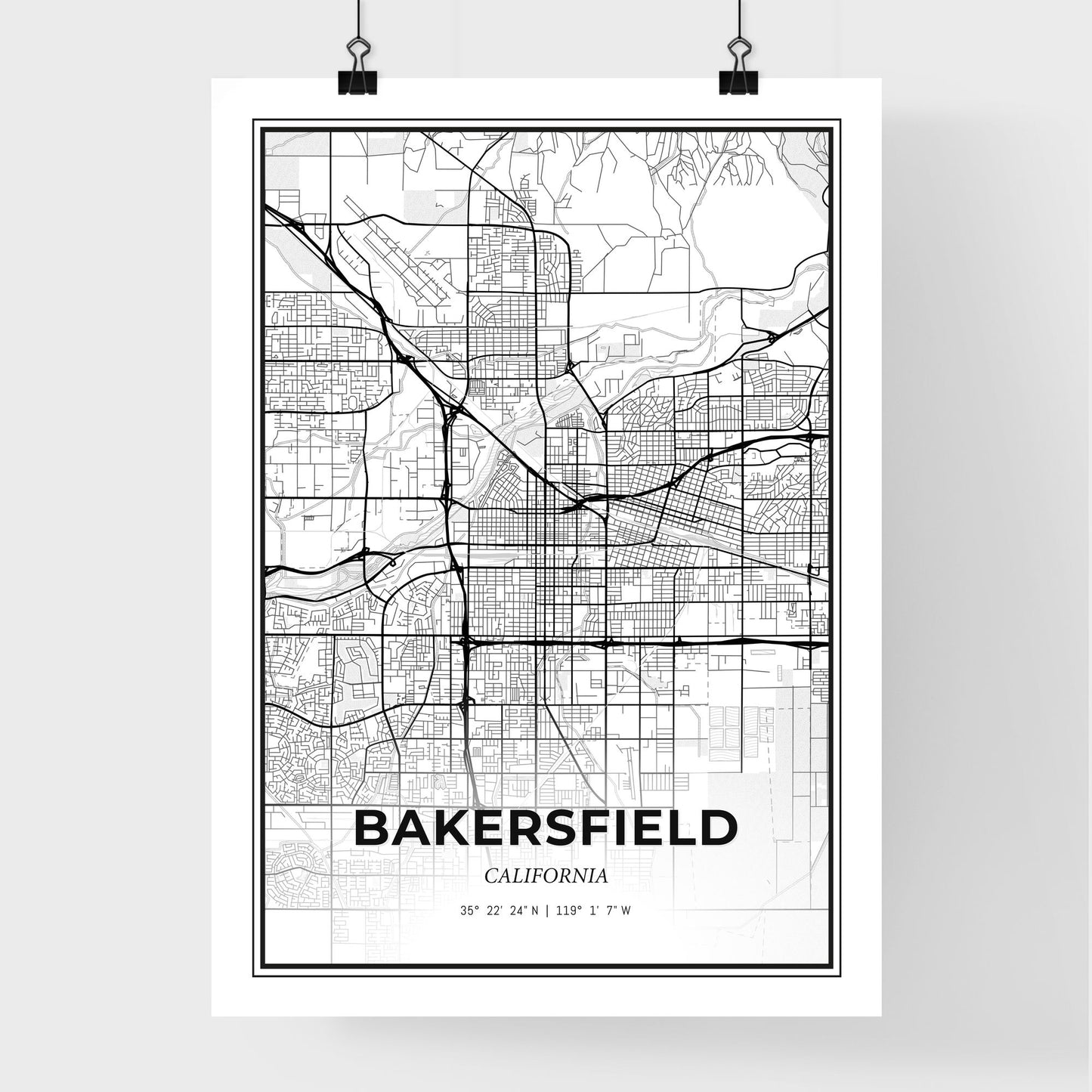 Bakersfield California - Premium City Map Poster