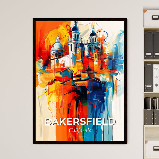 Vibrant Bakersfield, California - A Painting Of A Building With A Colorful Background