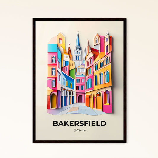 Vivid Bakersfield, California - a colorful city with a clock tower on top of it