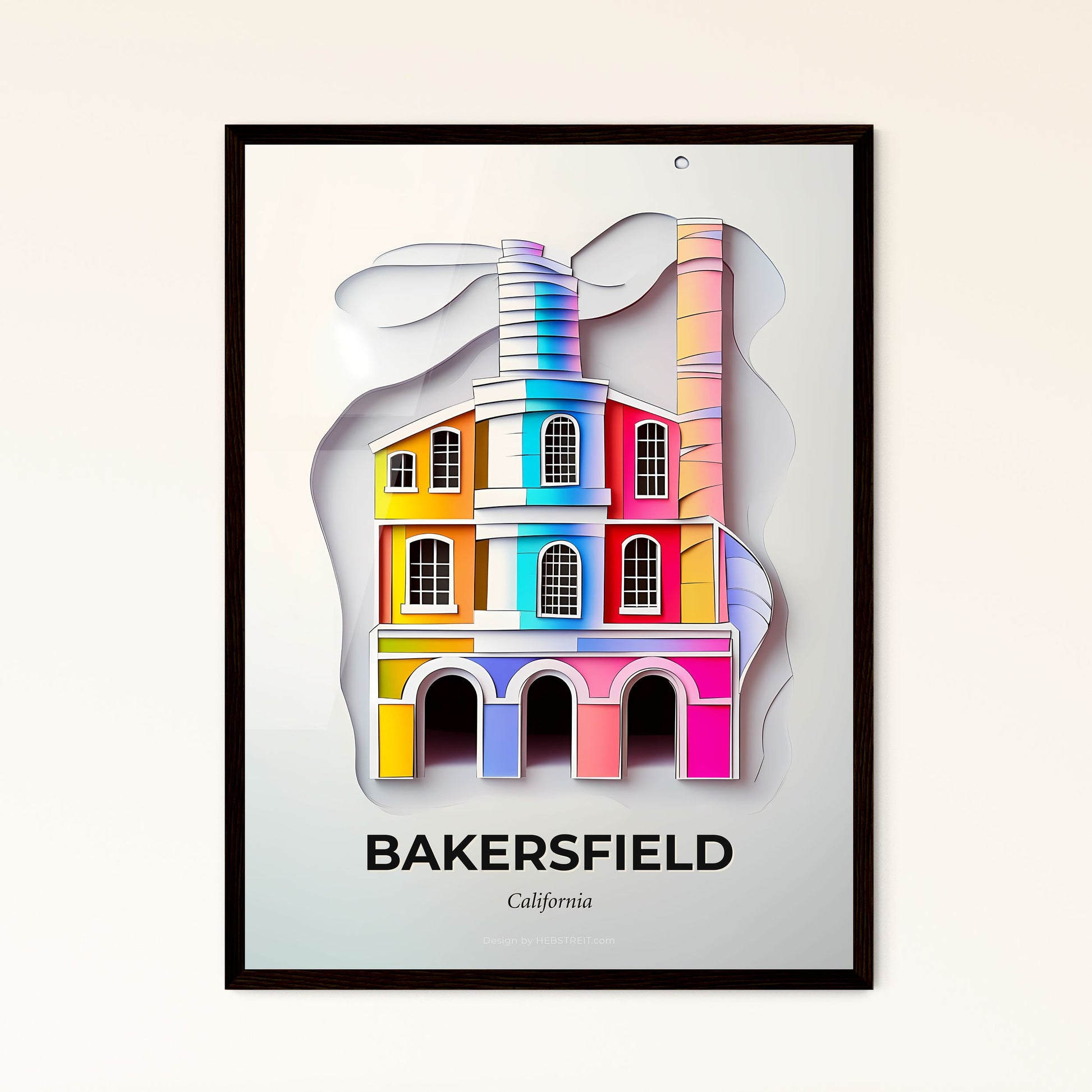 Vivid Bakersfield, California - a colorful building with a chimney and a rainbow colored chimney