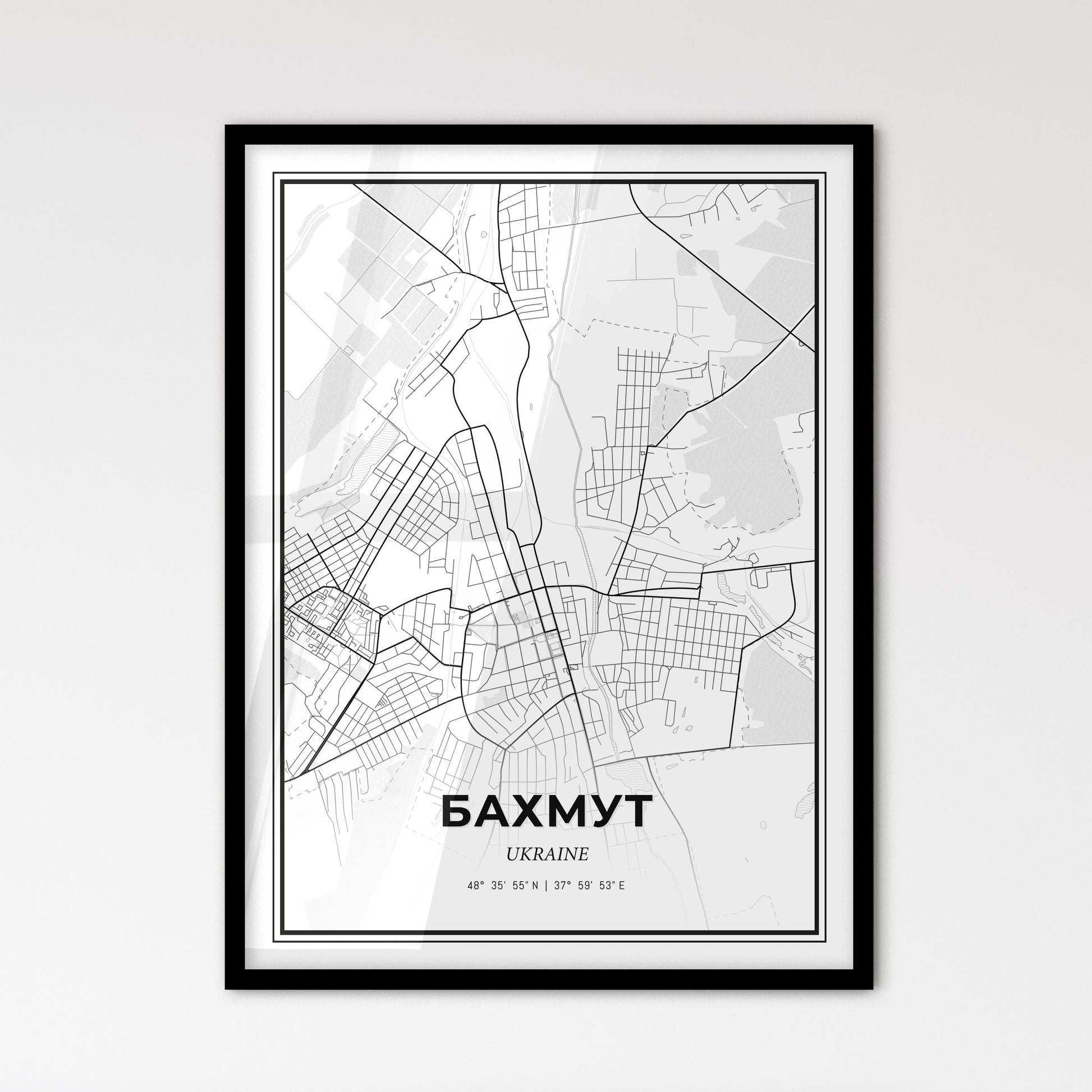 Bakhmut Ukraine - Scandinavian Style City Map for Modern Home Decor