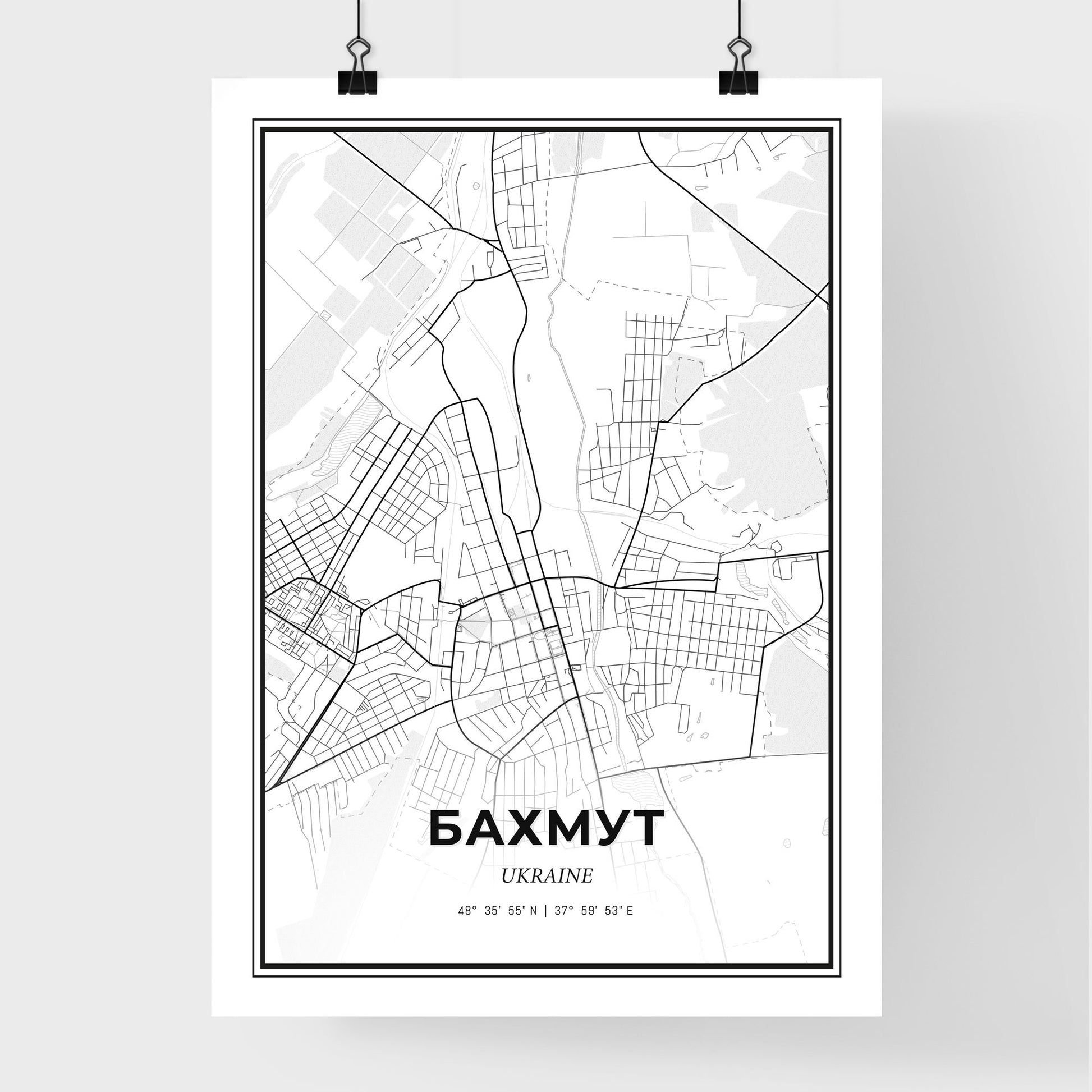 Bakhmut Ukraine - Premium City Map Poster