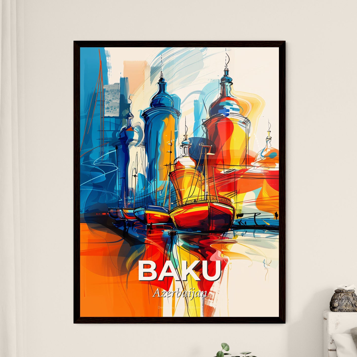 Vibrant Baku, Azerbaijan - A Painting Of A City