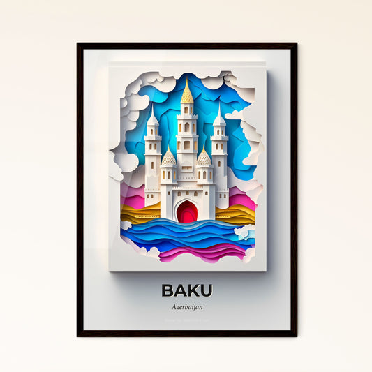 Vivid Baku, Azerbaijan - a castle in the middle of a large body of water