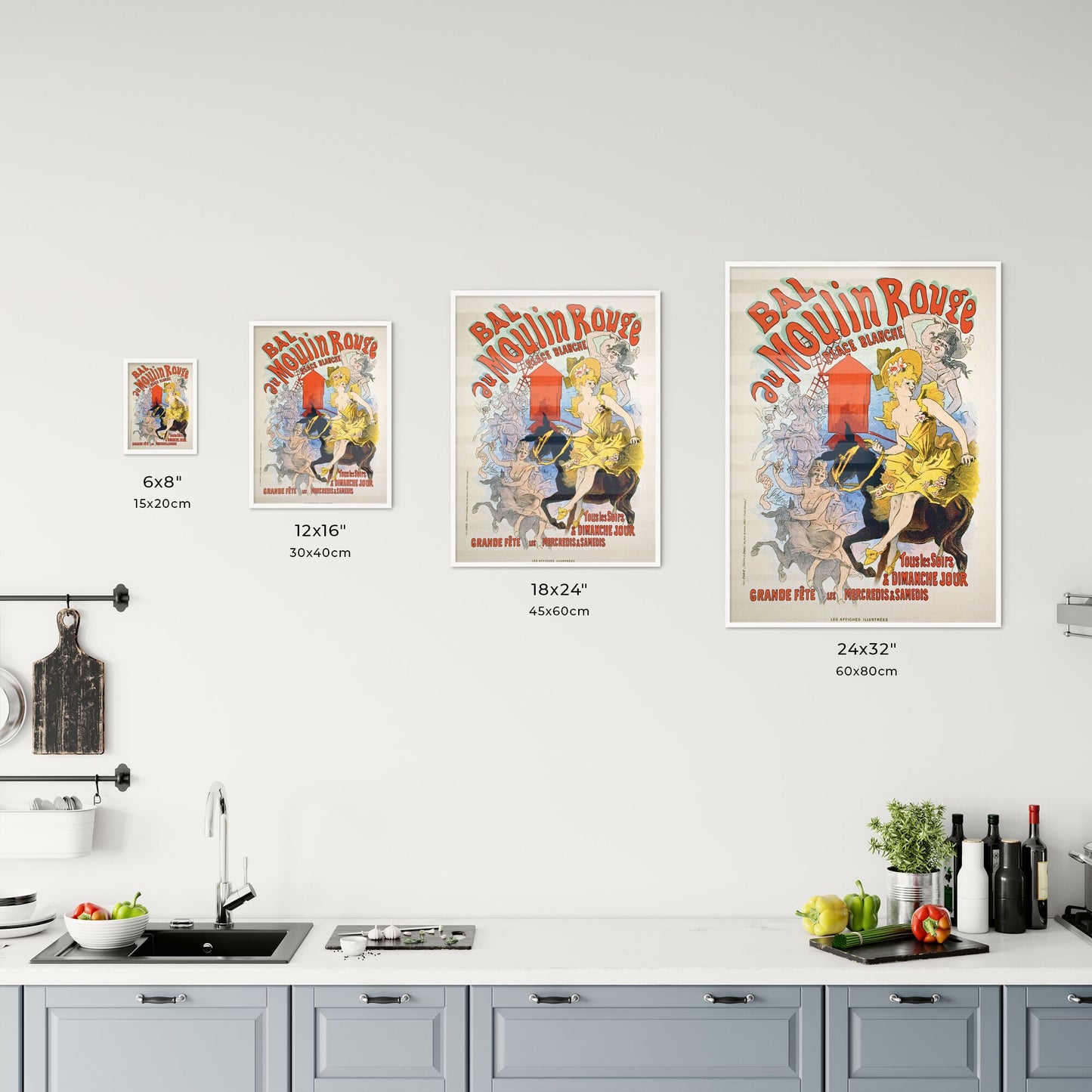 Bal du Moulin Rouge Poster by Jules Chéret Size Chart