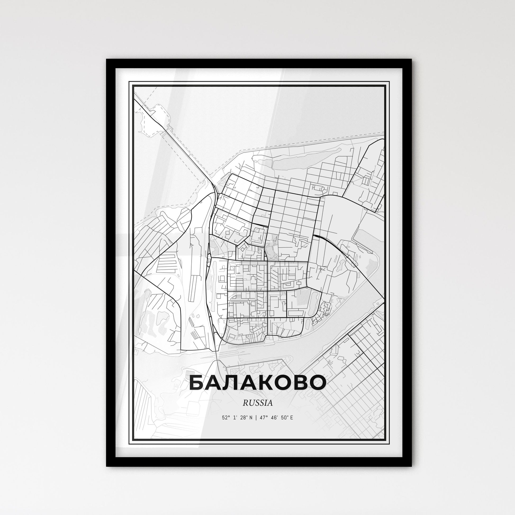 Balakovo Russia - Scandinavian Style City Map for Modern Home Decor