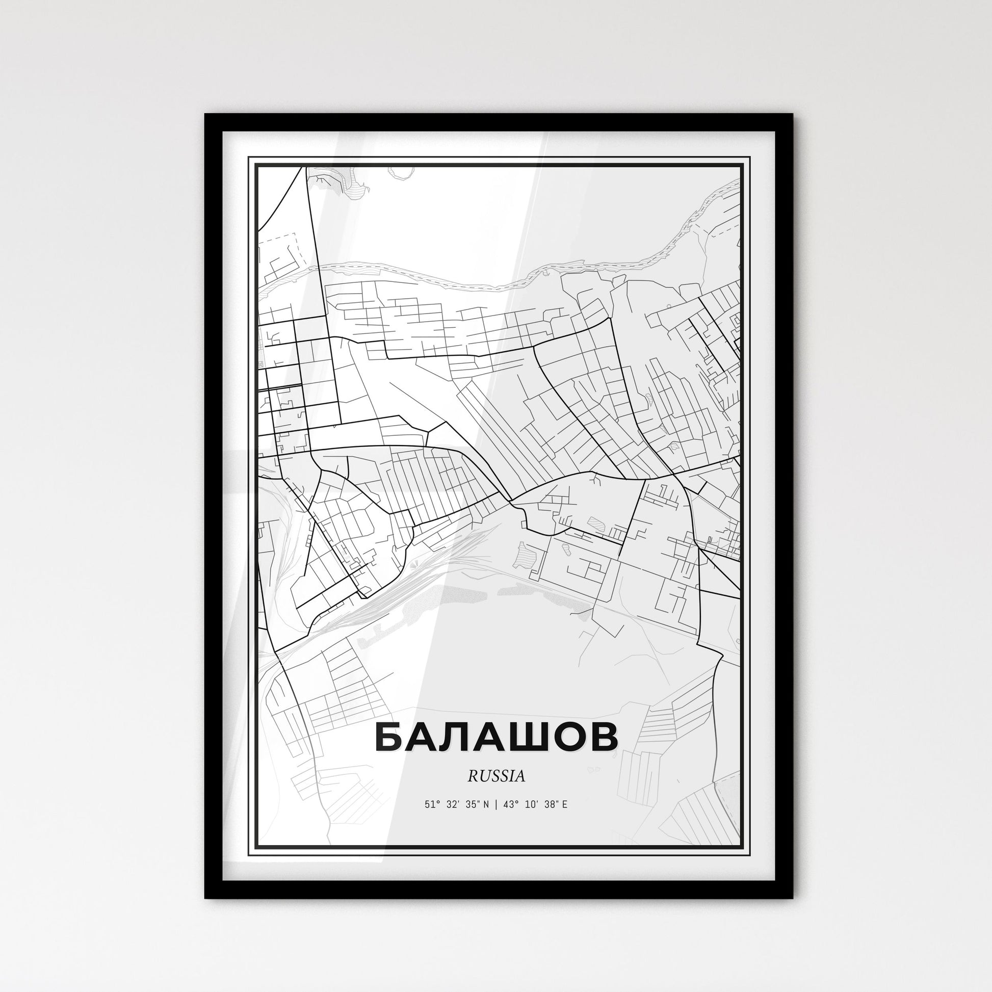 Balashov Russia - Scandinavian Style City Map for Modern Home Decor