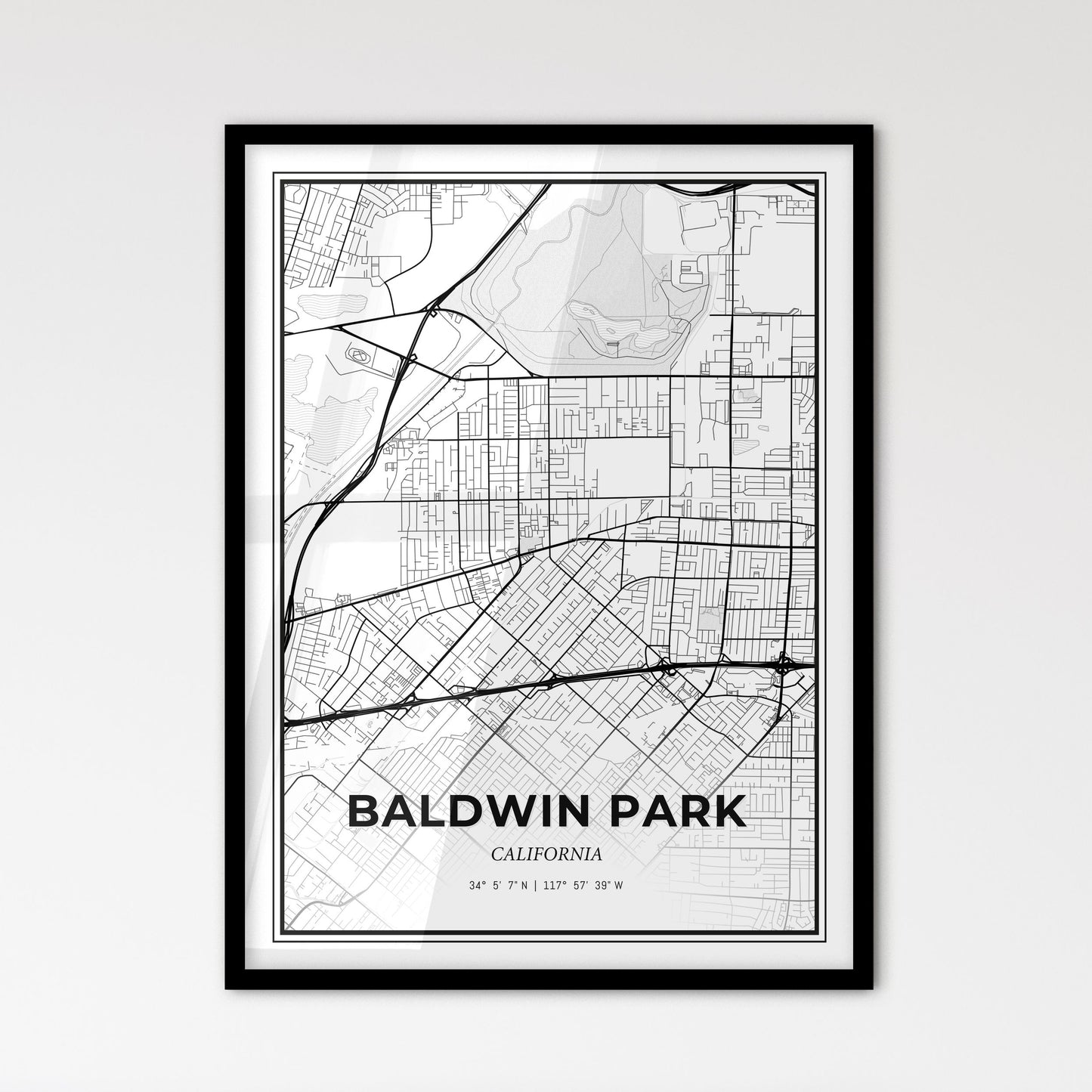 Baldwin Park California - Scandinavian Style City Map for Modern Home Decor