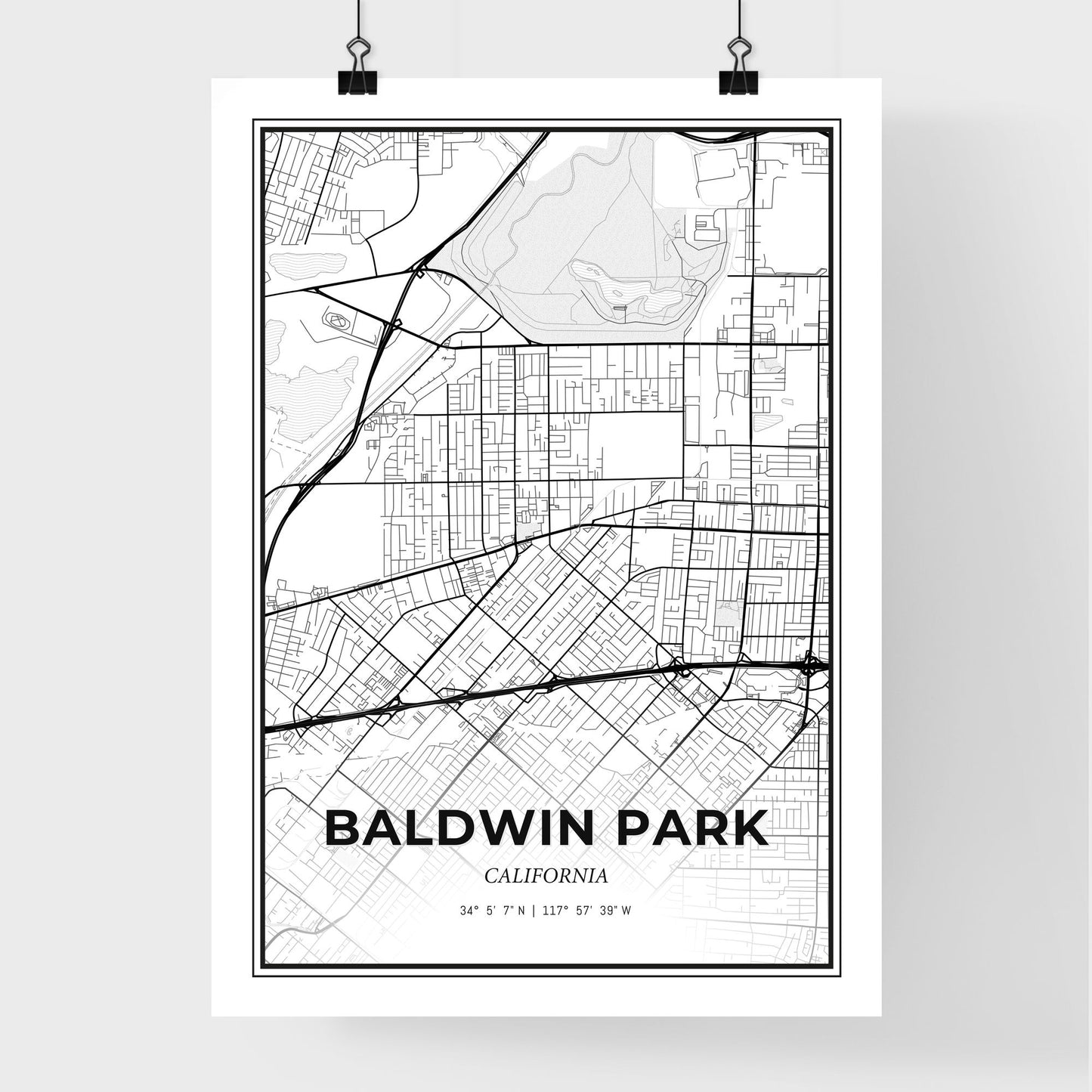 Baldwin Park California - Premium City Map Poster