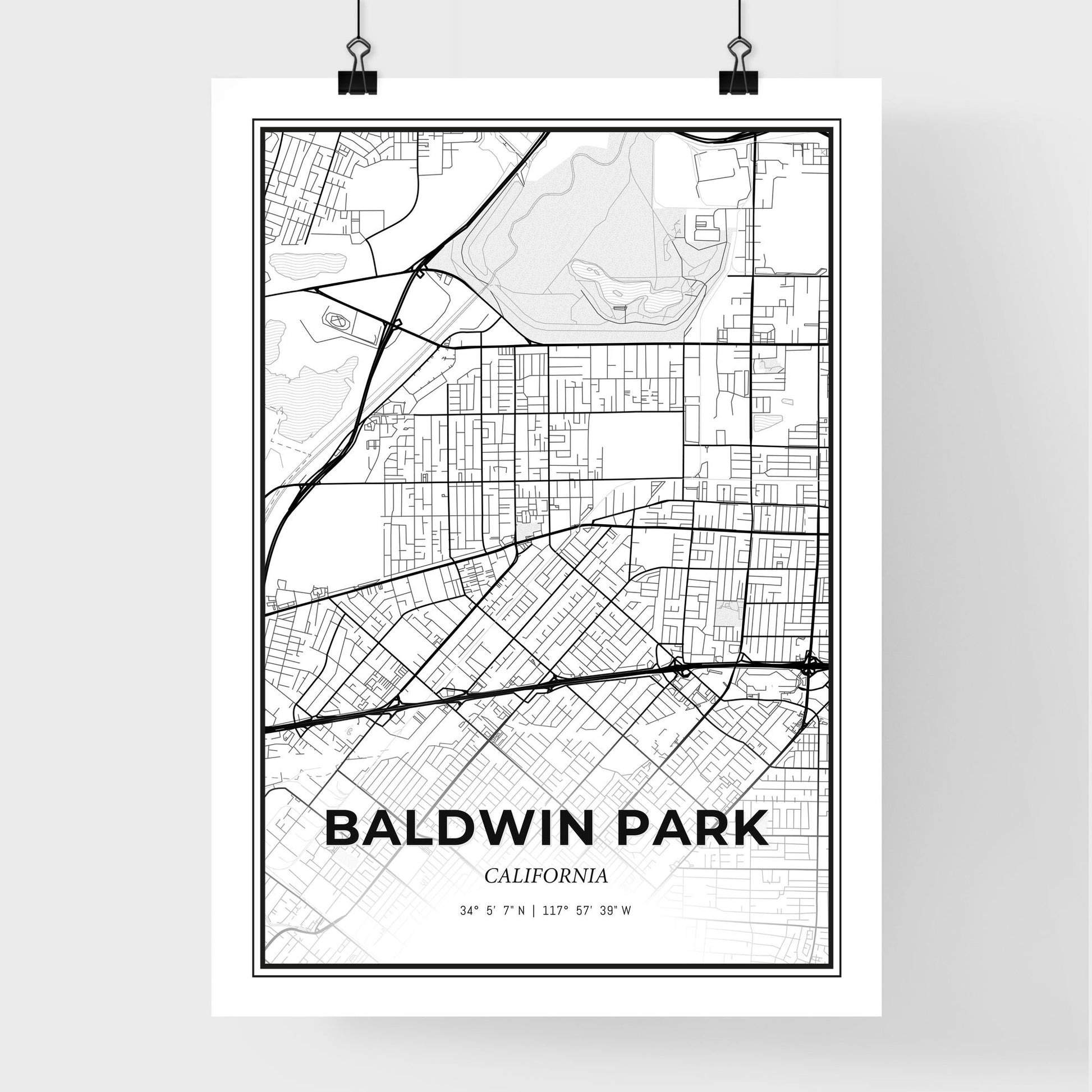 Baldwin Park California - Premium City Map Poster