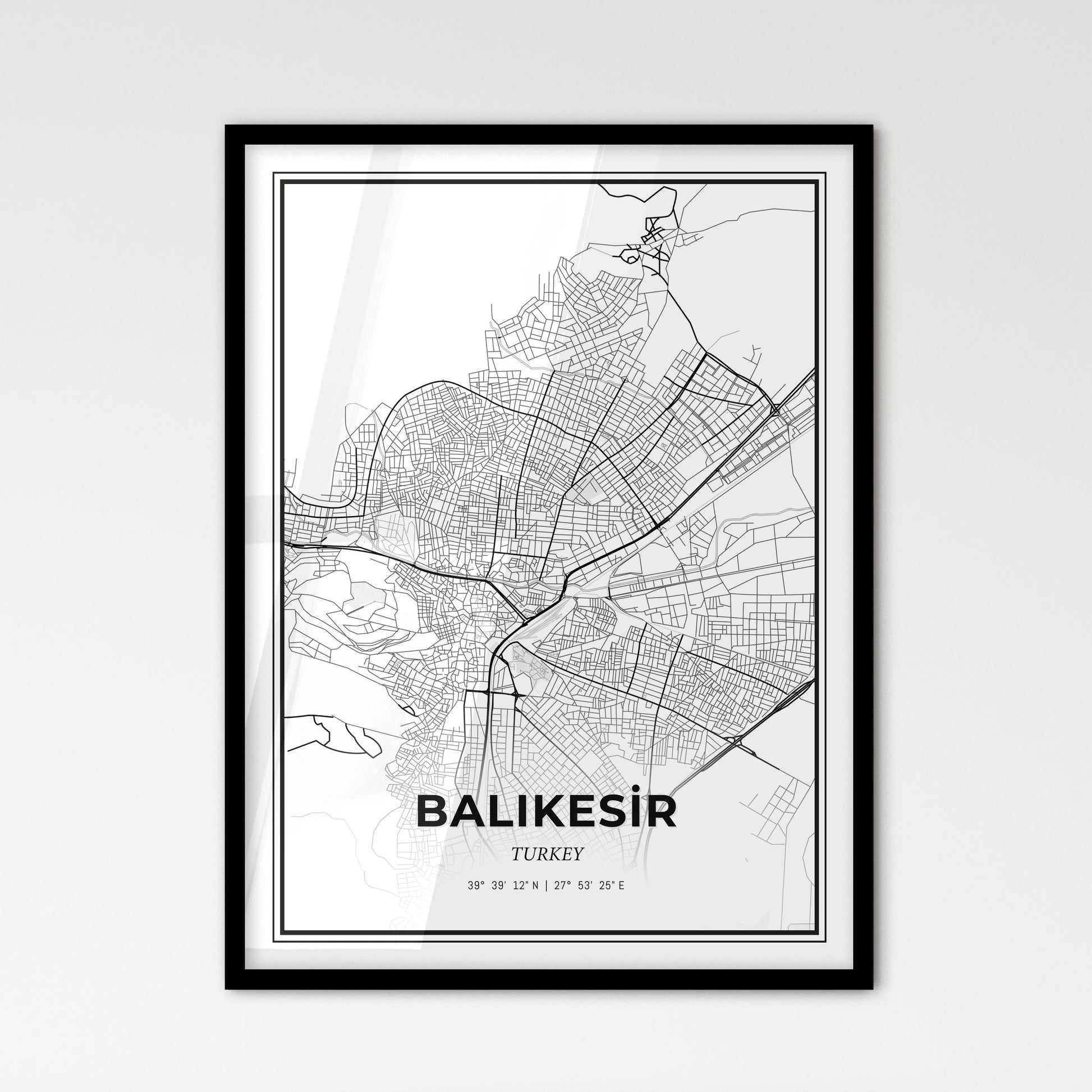 Balıkesir Turkey - Scandinavian Style City Map for Modern Home Decor